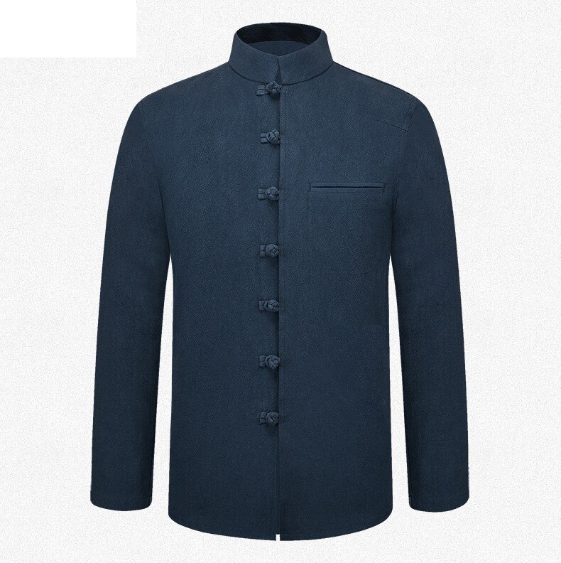 Gråt mærke traditionelle kinesiske mænd & #39 ;s bomuld linned coil knap jakker frakker ml xl xxl 3xl mtj 2015024: Blå / M