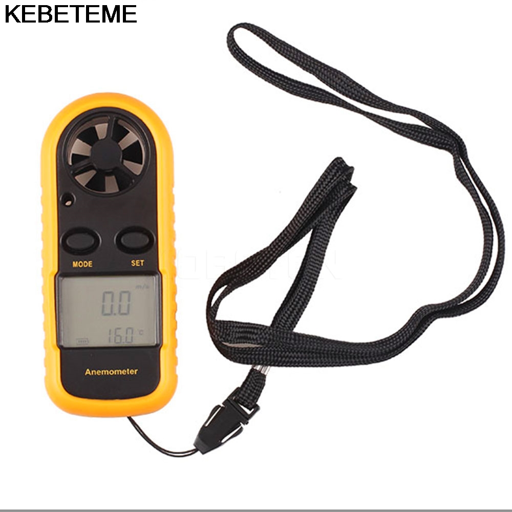 Kebeteme Anemometer Digitale Hand-Held Wind Gauge Meter Thermo Anemometer Infrarood Thermometer Met Lcd Backlight Display