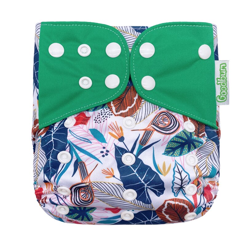 Babytygsblöjor återanvändbara tvättbara blöjor med tryck en storlek passar alla vattentäta babyblöjor blöjficka: 019
