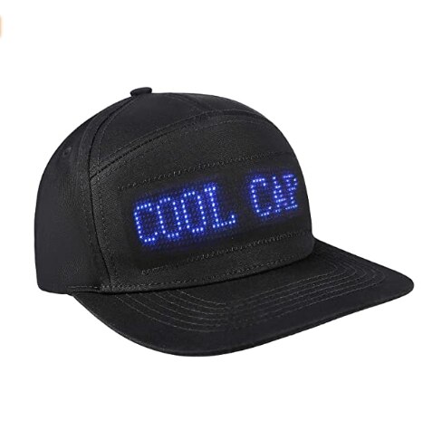 LED Cap, LED Display Screen Smart Hat Bluetooth Adjustable Cool Hat for Party Club: Blue