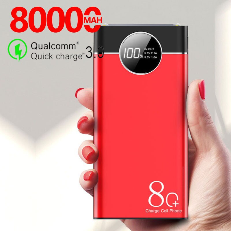 80000mah Power Bank Fast Charging Large Capacity 2 USB External Battery for Iphone Xiaomi Samsung Portable PoverBank