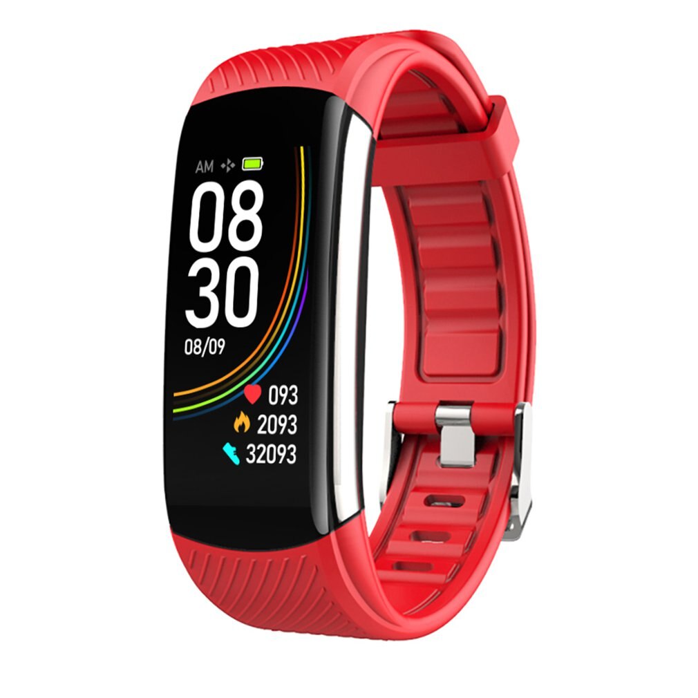 C6T Body Temperature Bracelet Watch Information Push Sleep Exercise Step Smart Bracelet Waterproof Female Bracelet: red