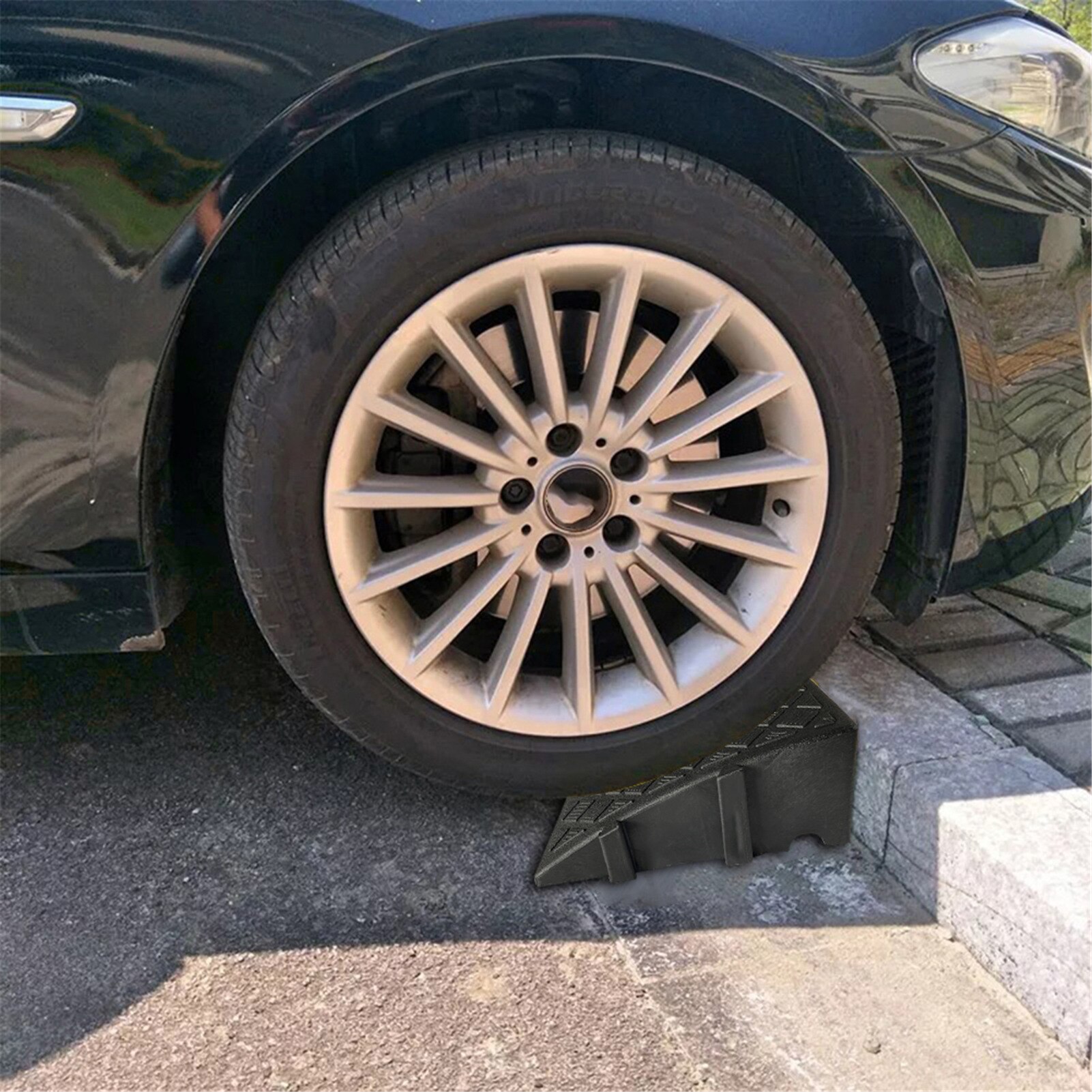 Portable Lightweight Curb Ramps Heavy Duty Plastic Threshold Ramp Set Kit for Driveway Car Trailer Truck Bike Motorcycle