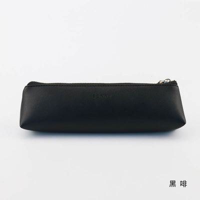 Pu Lederen Pen Potlood Tas Pennenbakje School Gereedschap Case Driehoekige Vorm Vintage Kleur Opslag Pouch Meisjes Jongen Potlood case: Black