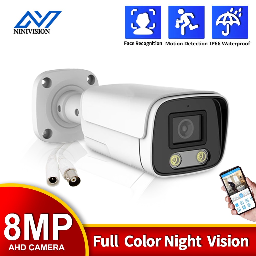 Ninivision Full Color Night Vision Security Camera 5MP IP66 Outdoor Ahd Cctv Video Surveillance Camera Hd 8MP 5MP Bullet Ip cam