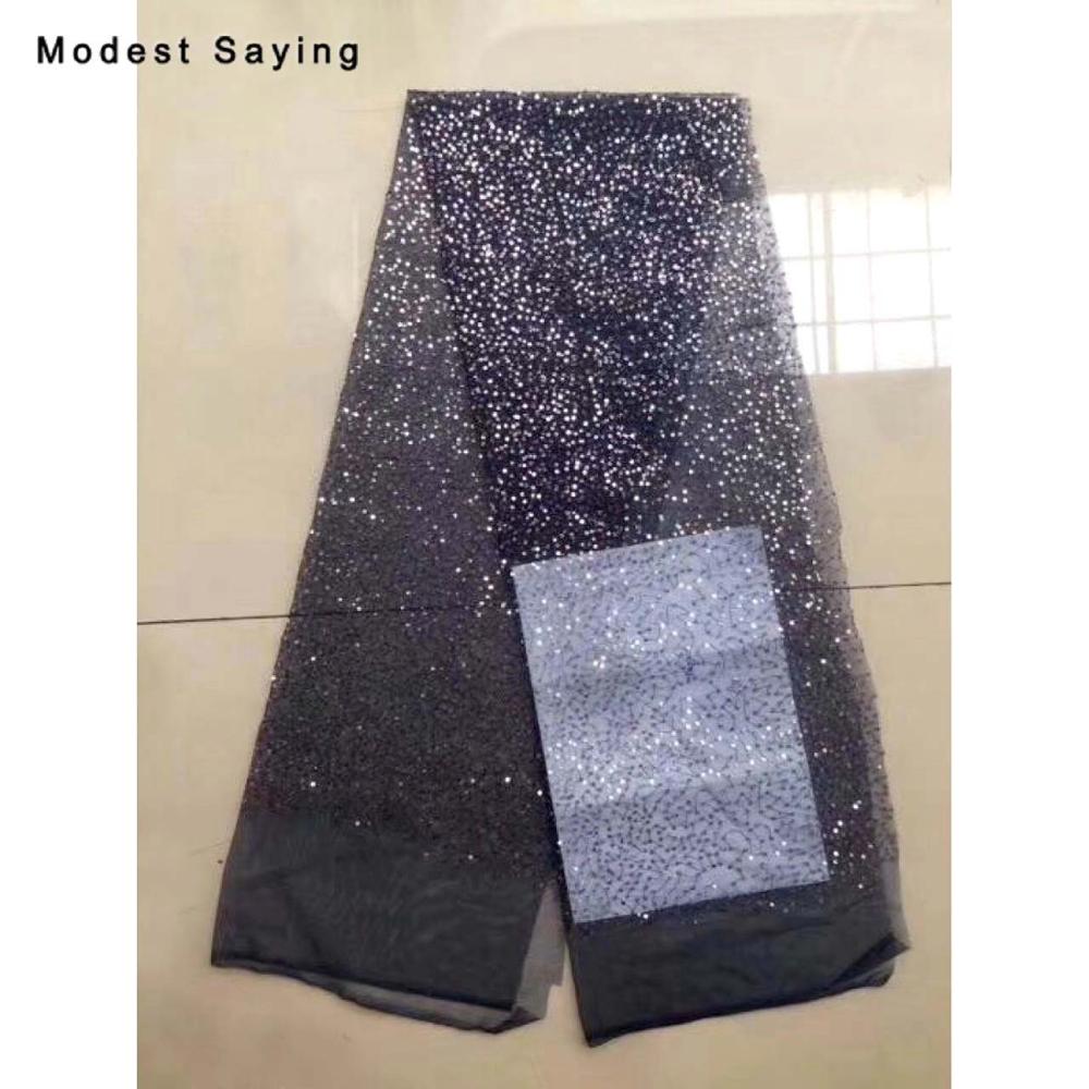 2 Yards Pink Sequins Fabric for Evening Dresses Wedding Party Sparkly Glitter Cloth for Handmad Craft Mesh Decoration Material: navy blue