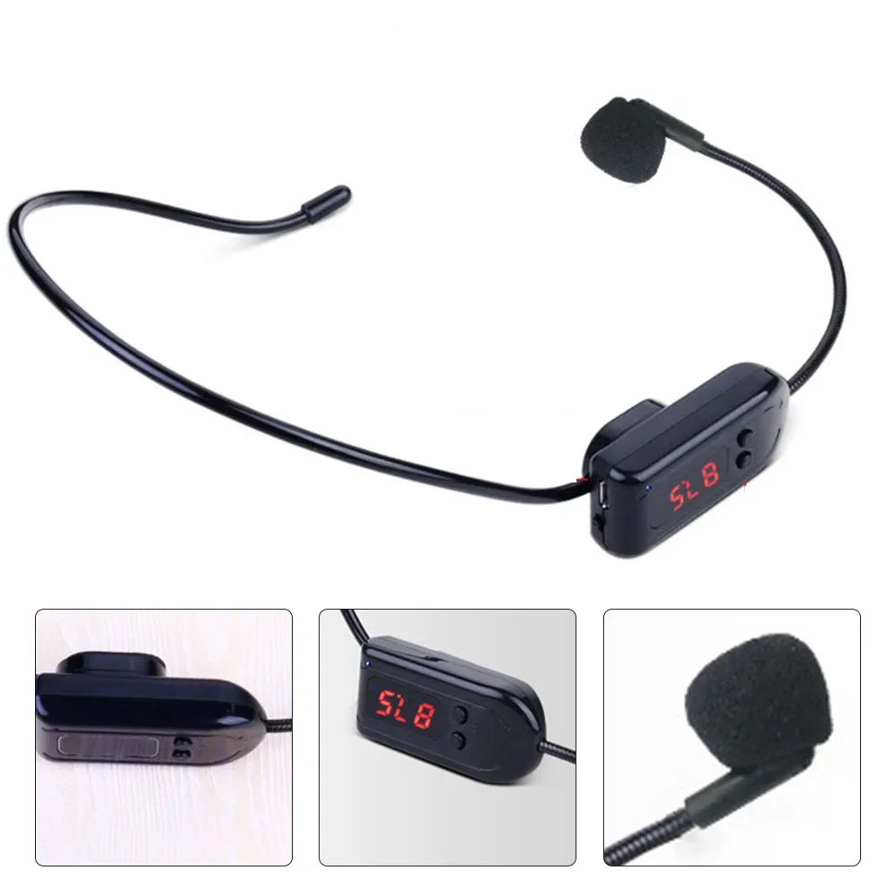 FM Wireless Microphone Headset Megaphone Radio Mic For Loudspeaker For Teaching Head Mounted Handheld 2-in-1 Wireless Microphone