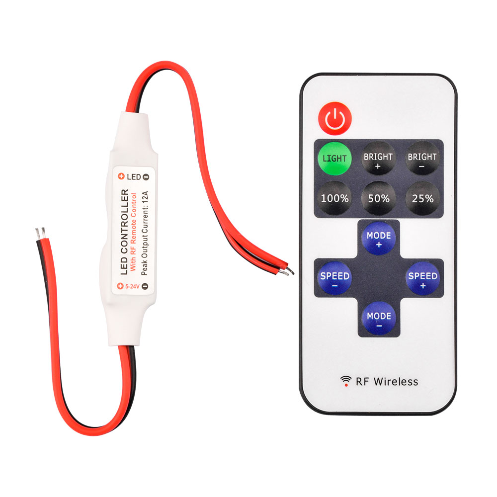 1set RF Mini Wireless Remote Dimmer Controller for LED Strip Lights DC5V-DC24V Dimmer Controller RF Wireless Remote LED Dimmer