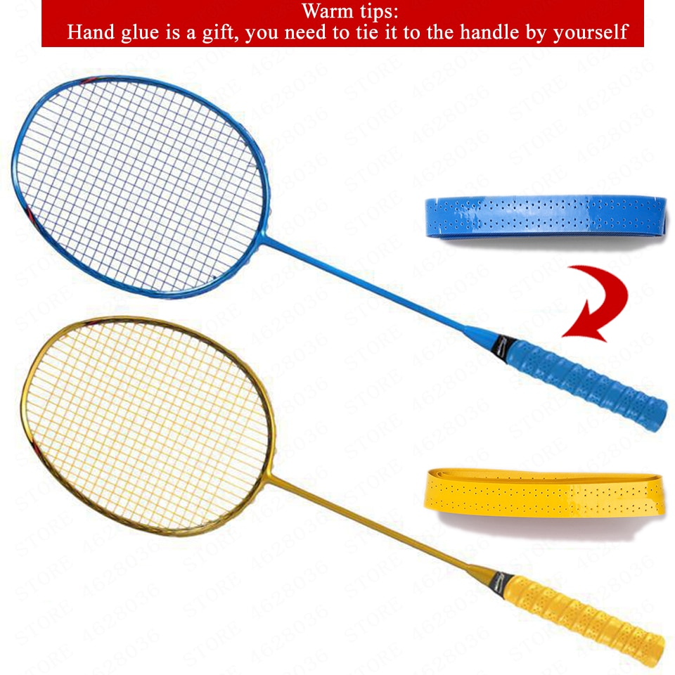 1 stk voksen full karbon badmintonracket lett trening 5u/g4 både offensiv og defensiv streng håndlim racket