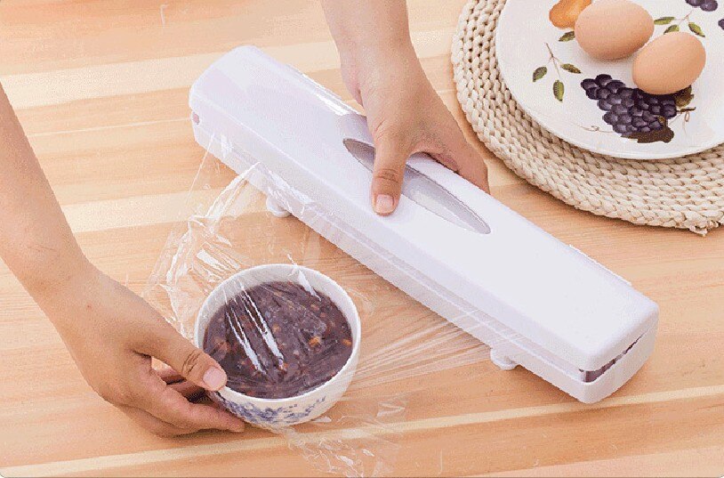 1pc kjøkken plast mat cling wrap folie dispenser cutter konserveringsfilm plast wrap dispensere verktøy  kx 020