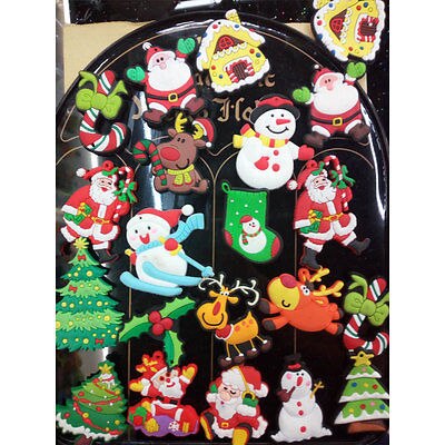 1pc Cute Christmas Refrigerator PVC Magnetic Cartoon Snowman Reindeer Fridge Magnets Santa Claus Tree