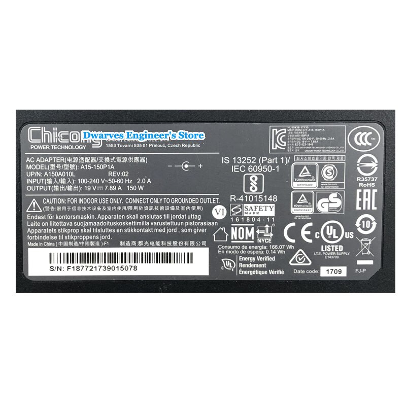 Echt A15-150P1A Chicony Ac Adapter 19 V 7.89A 150W Voeding Lader Voor Clevo W650KK1 P950HP6 A150A006L Laptop Adapter