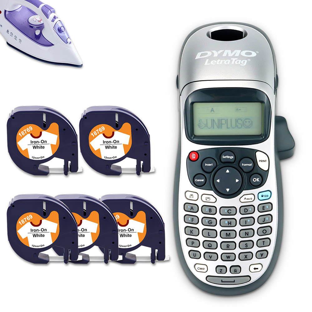 Dymo Labeling Machine Dymo Labeller Dymo LT-100H LT100H with 5PK Compatible Dymo Letratag Tape Iron on Fabric Label Tape 18769: Printer-5PK Tape