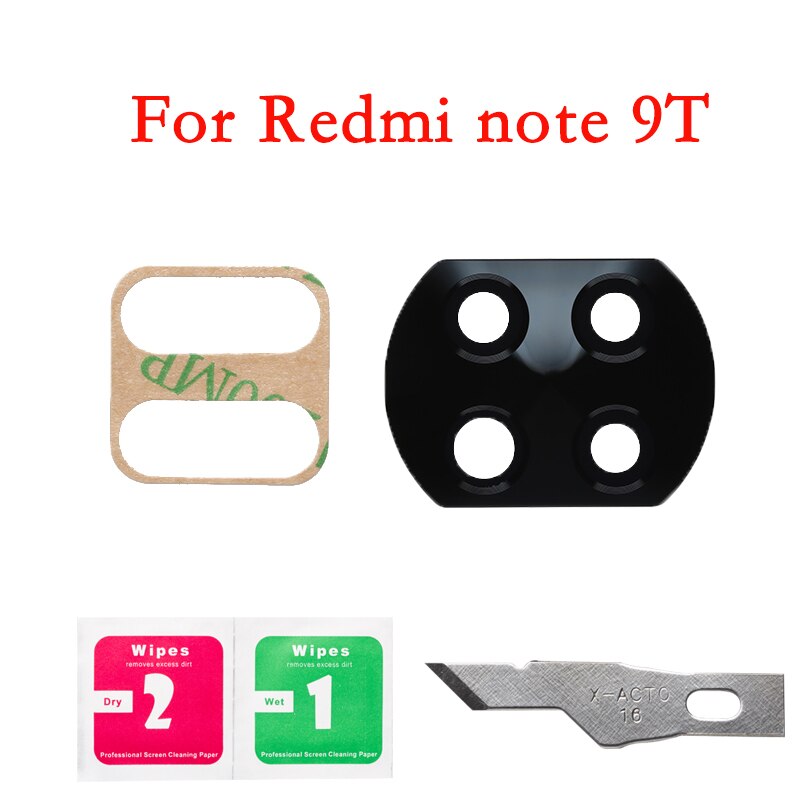 2pcs／lot Back Camera Lens Cover Replacement Parts For Xiaomi Redmi Note 9T Pro 9S 5G Rear Camera Glass Lens Cover With Tape