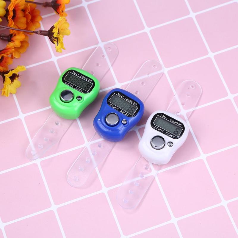 Mini Stitch Marker Row Finger Counter LCD Electric Digital Display with LED Light For Buddha Pray Sewing Knitting Weave Tool