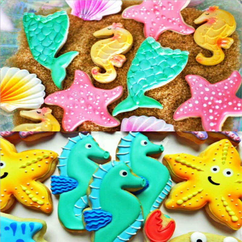 KENIAO Ozean Kreatur Meerjungfrau Cookie Schneider einstellen-7 Stück-Keks/Fondant/Gebäck/Brot Cutter- edelstahl