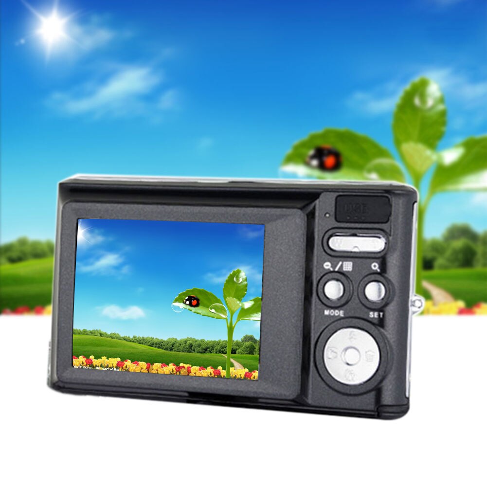 C4 détection de visage HD Ultra mince Mini COMS capteur Portable Anti-secousse voyage appareil photo numérique anniversaire clair Zoom écran LCD: Black