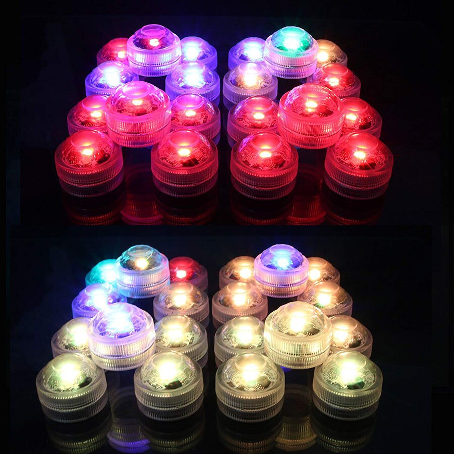 Battery Operated Waterproof RGB Submersible LED Light Underwater Night Lamp Tea Lights for vase,bowls,aquarium and party Wedding