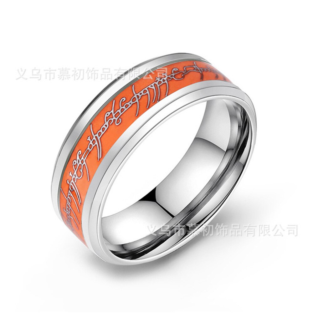 I den lysende ring blå fluorescerende rustfrit stål smykker titanium stål ring ringen mænds og kvinders bryllup ri: 8