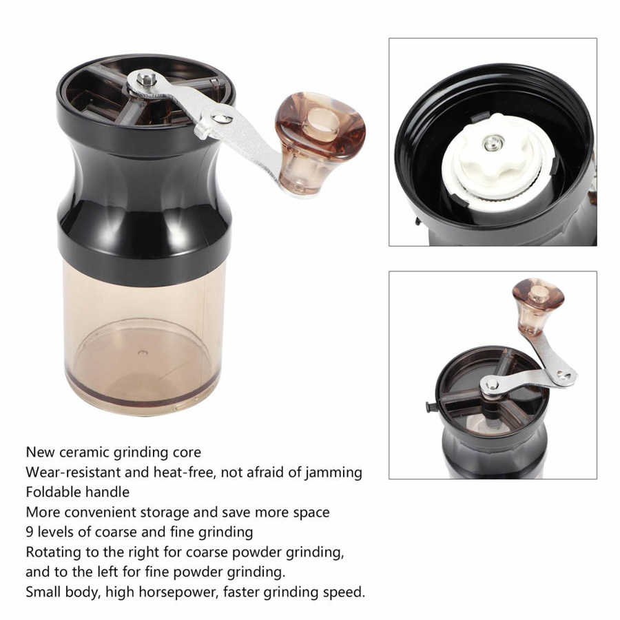 Elektrische koffiemolen, handmatige koffiemolen, mini handmatige koffiemolen, verstelbare keramische kern, handkoffiemolen voor op de camping