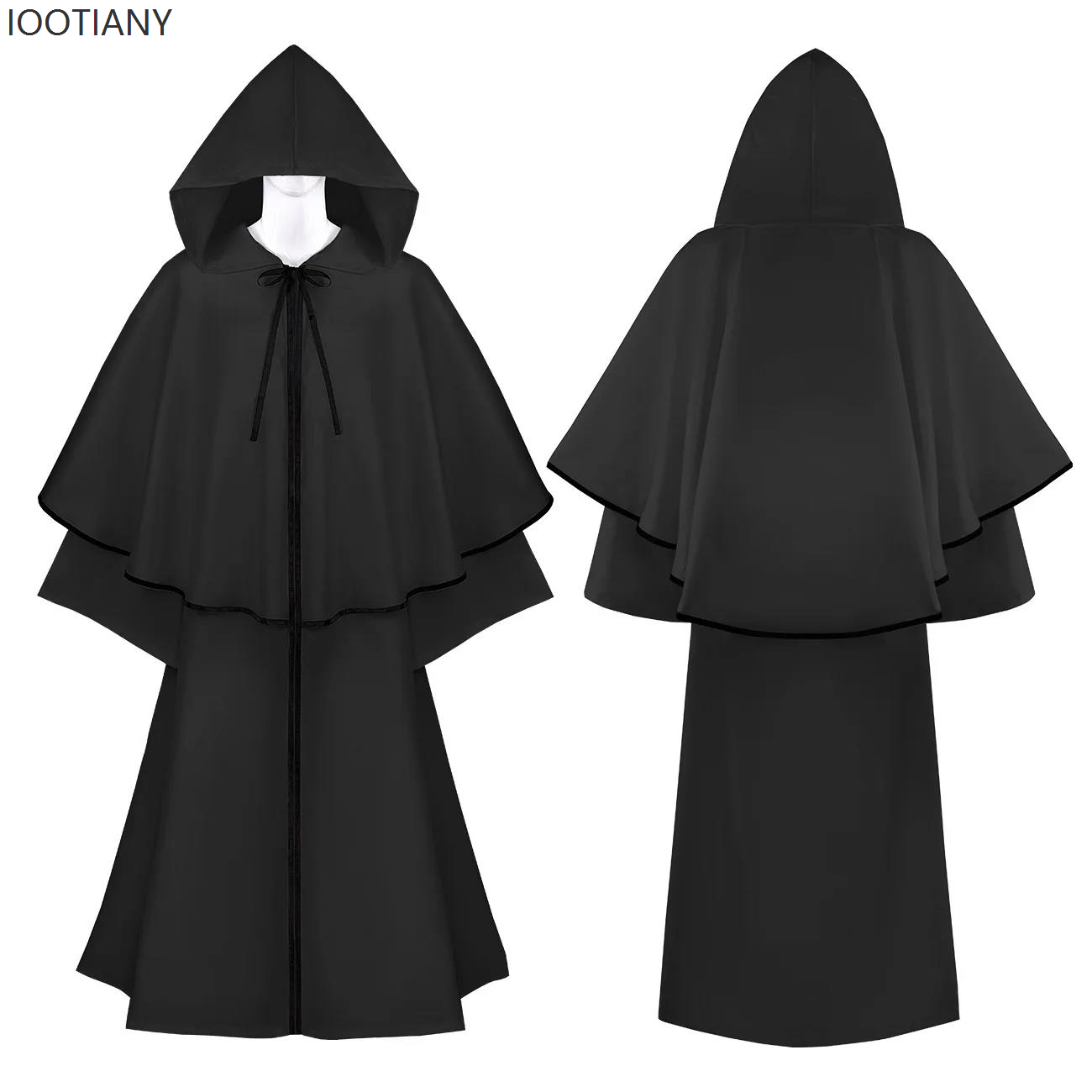 Mantello da monaco medievale di Halloween Mantello da prete rinascimentale Costume da gioco di ruolo Abito da mago Mantello Abito Mantello Costume da prestazione Nuovo