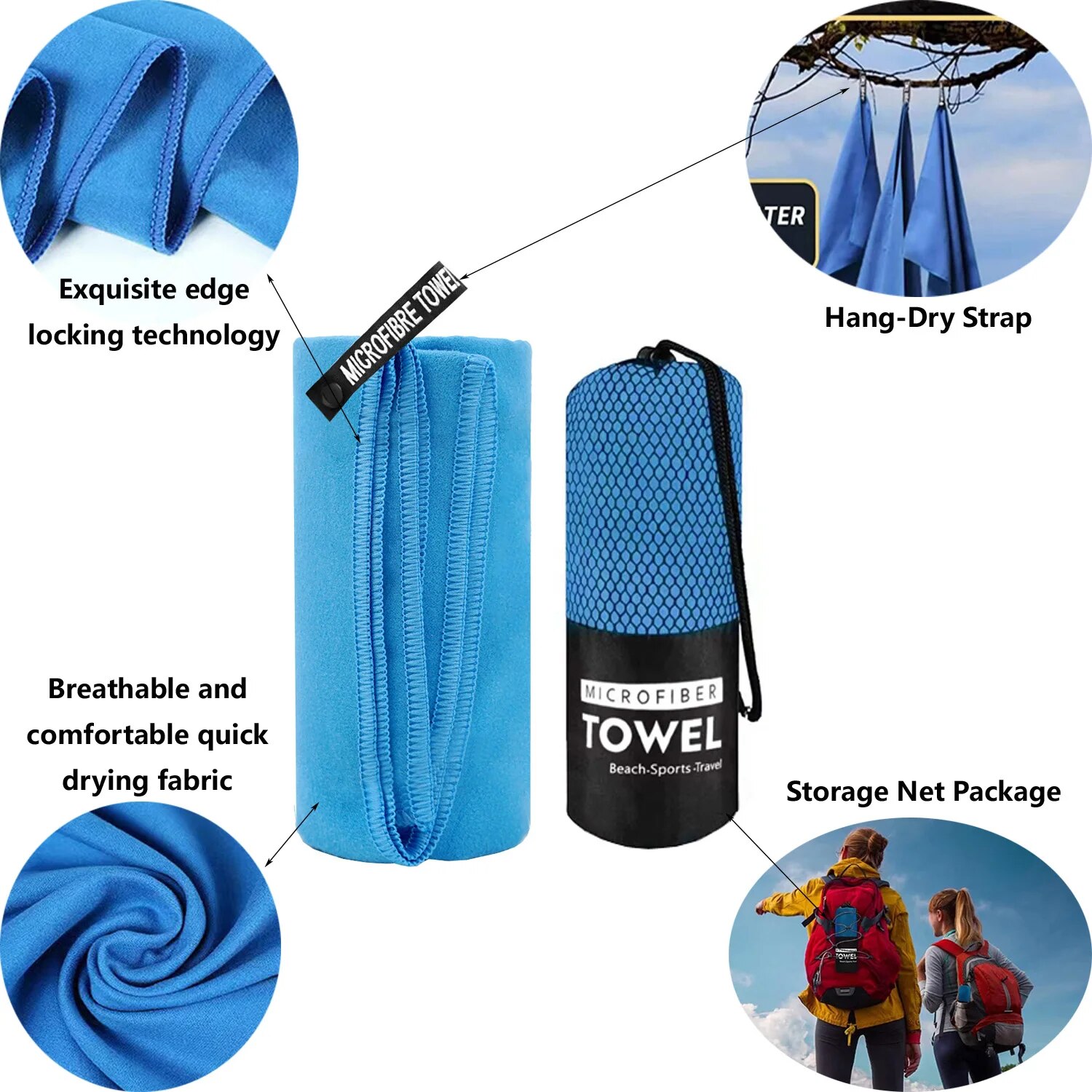 Hurtigttørrende sportshåndklæde 40 x 80/76 x 152cm mikrofiber løb yoga fitness fitness basketball udendørs camping vandreture strandhåndklæder