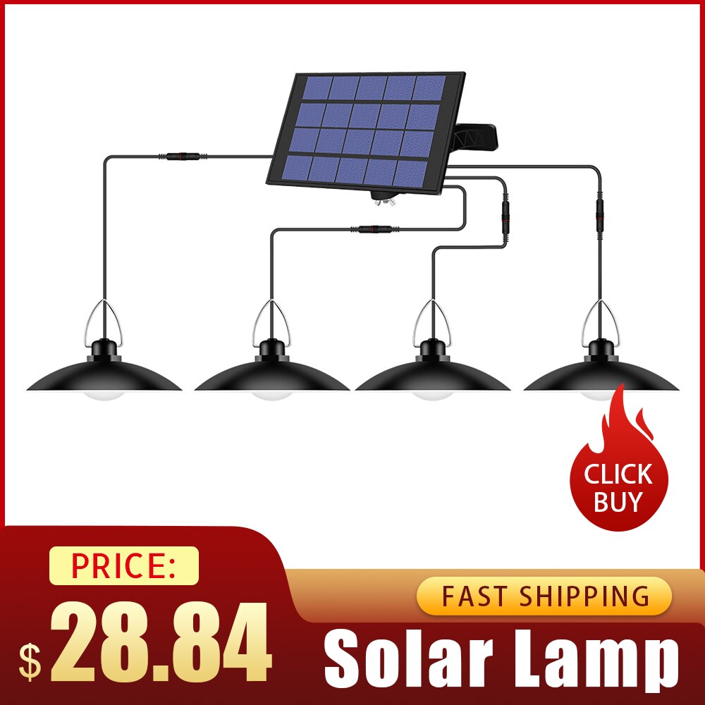 1/2/3/4 Hoofd Solar Hanglamp Outdoor Indoor Solar Lamp Met Lijn Warm Wit/Wit verlichting Voor Camping Tuin Yard