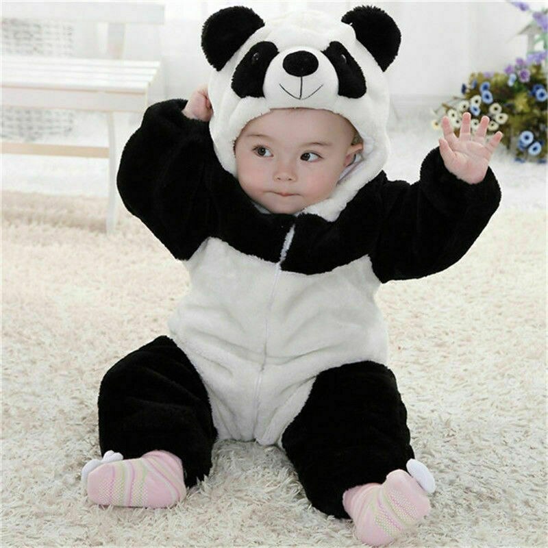 0-3 år nyfødte baby romper vinter varm baby drenge jumpsuits samlede panda dyr sport hætteklædte romper baby piger pyjamas sæt