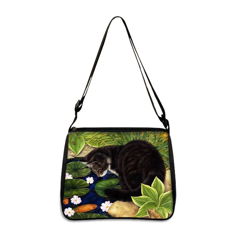 Bolso de mano con dibujo de gato para mujer, bolsa con estampado de Gatito Travieso, longitud ajustable, de almacenamiento, ideal para