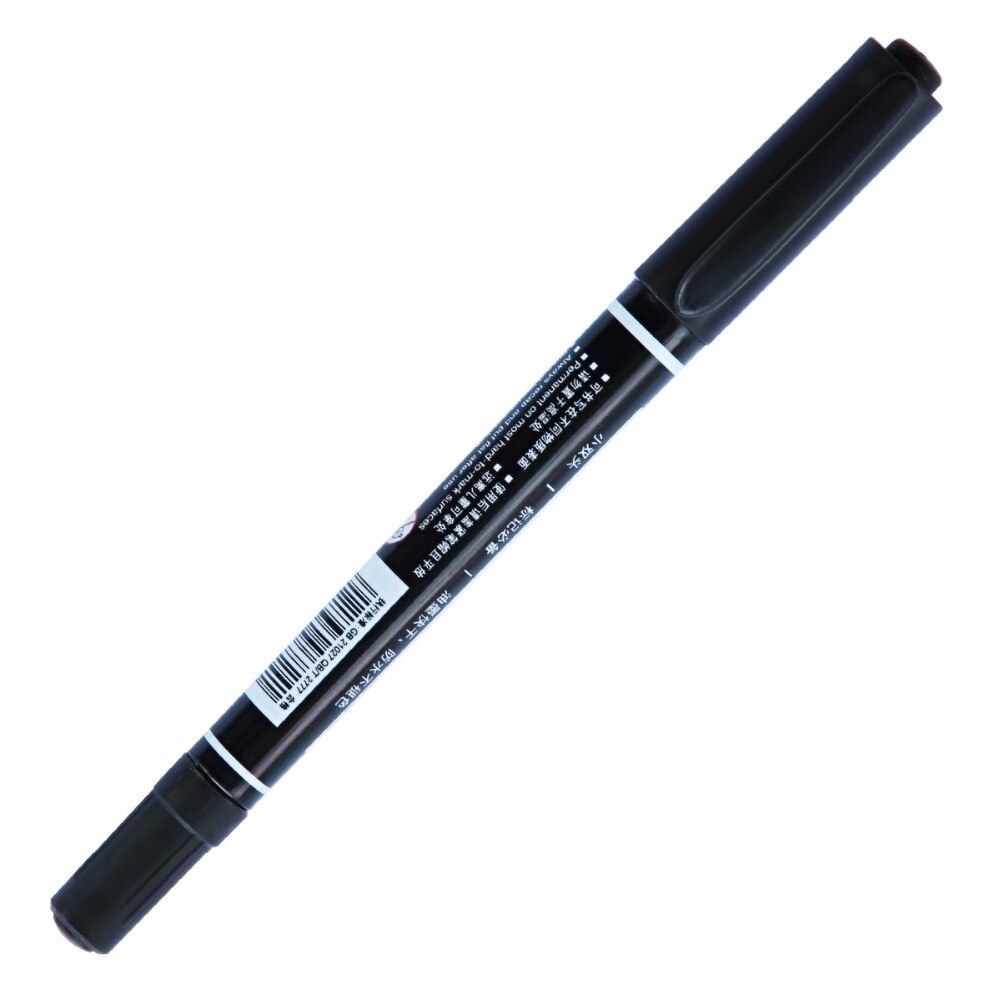 3 st Deli Gekleurde 0.5/1mm Dual Tip Snelle Droge Permanente Teken Marker Pen CD Stof Glas mark Tekening School Office Supply