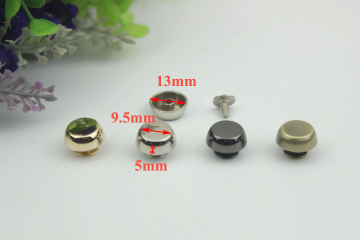 20pcs Meetee Rivets Nails for Bag Hardware Handbag Decorative Studs Button Nail Metal Buckles Clasp Snap Hook DIY Leather Craft: GunBlack / No5-13x9.5x5mm