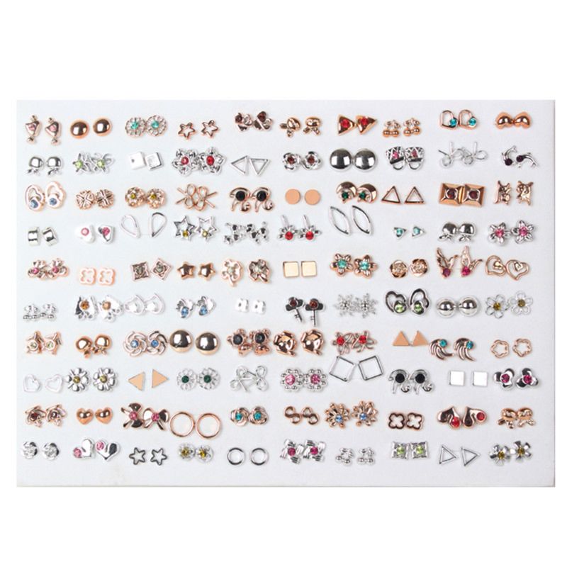 100 par forskellige stilarter mini plastik allergivenlige øreringe lot til børn hjerte øreringe smykker: C