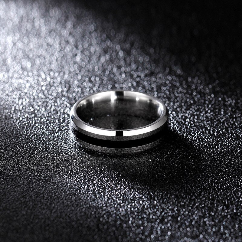 Minimalistische Zwart Wit Kleur Olie Wedding Bands Ring Voor Vrouwen Mannen Sieraden 4/6 Mm Rvs Engagement Paar ring Anniversa