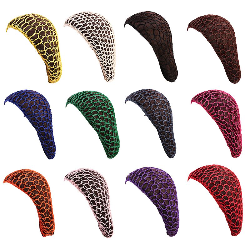 Femmes à la main au crochet filet de cheveux Snood maille Turban nuit dormir chapeau Bonnet couleur unie protection Slouchy Bonnet en tricot