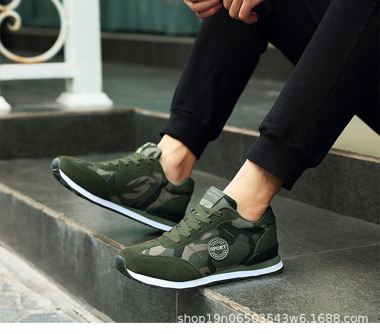 été maille respirant fond plat Camouflage chaussures chaussures pour femmes dentelle vert baskets baskets armée CYL-A07