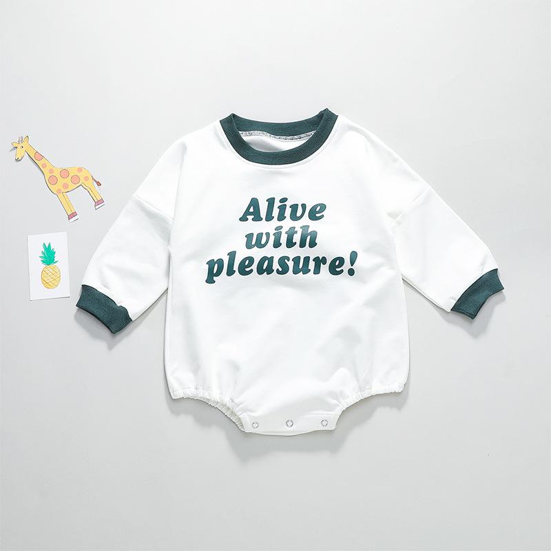Baby pasgeboren kind baby jongen meisje katoenen lange mouwen bodysuit zonnepak outfit set kleding warm schattig eendelig: K3208 witte / 3t