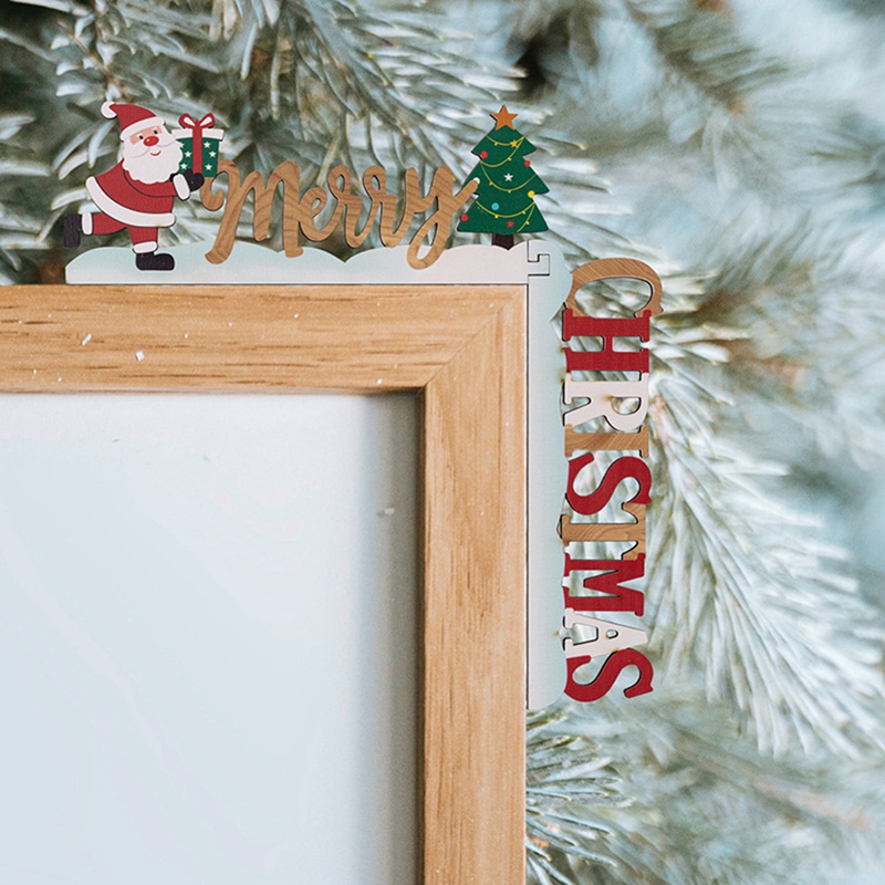 Kerst Houten Hoek Deur Frame Ornament Kerst Decoratie Kerstman Deur Frame Teken Houten Hanger Party House Decor