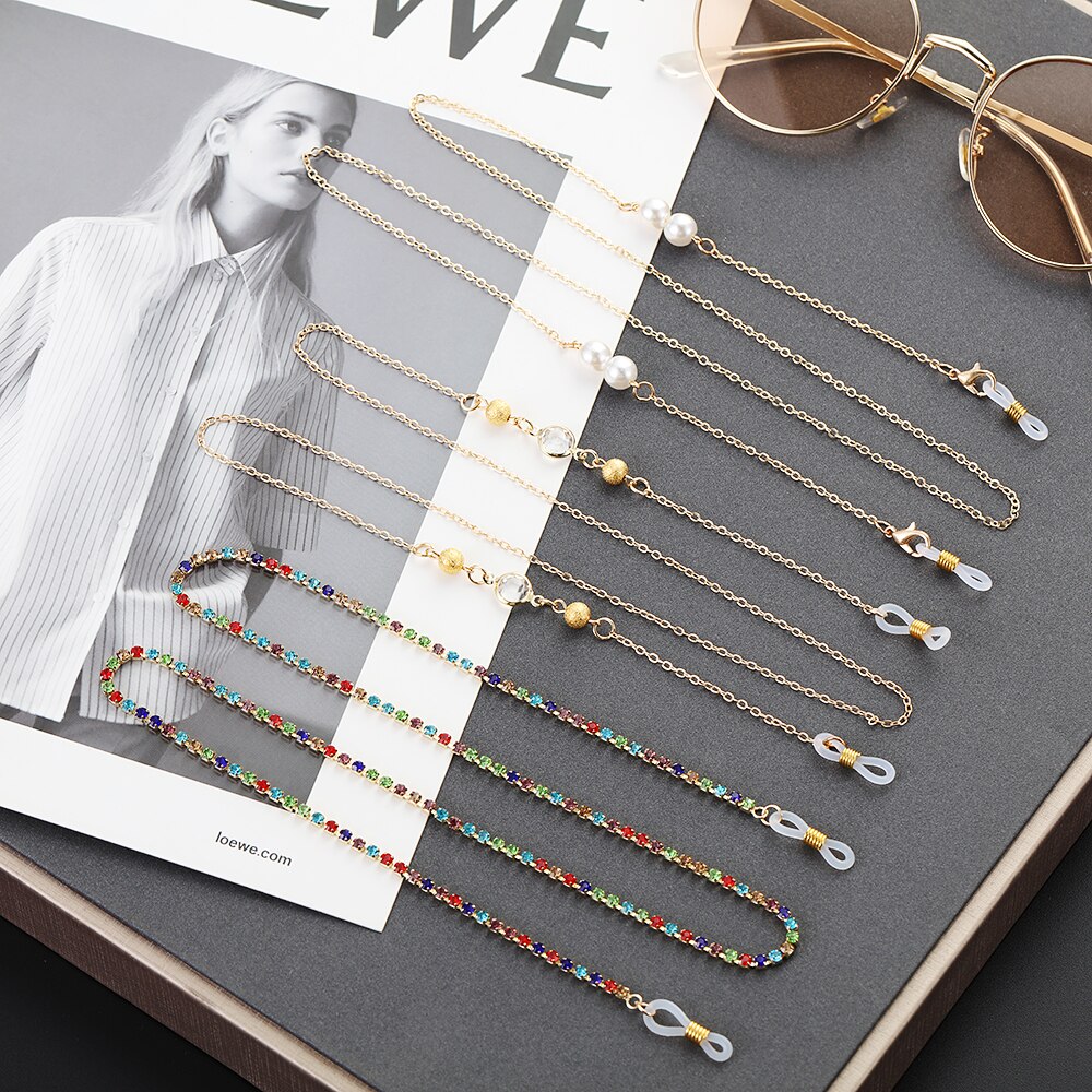 Reading Glasses Chain for Women Metal Sunglasses Cords Beaded Eyeglass Lanyard Hold Straps Eyewear Retainer