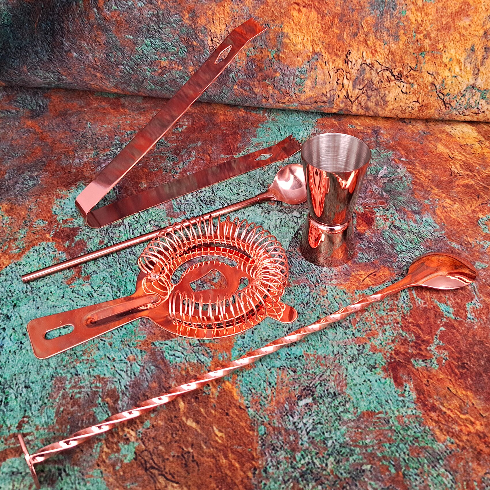 Rosa guld 6- -delt boston cocktail shaker sæt, bartender kit, til blandede drinks martini hjemmebar værktøjer, velegnet til begyndere