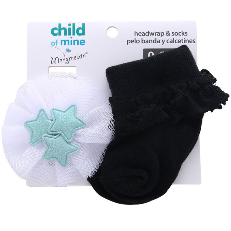 2 pièces/1 ensemble fleurs bandeaux filles chapeaux enfants élastique bandeau enfants cheveux accessoires avec coton chaussettes ensemble: F