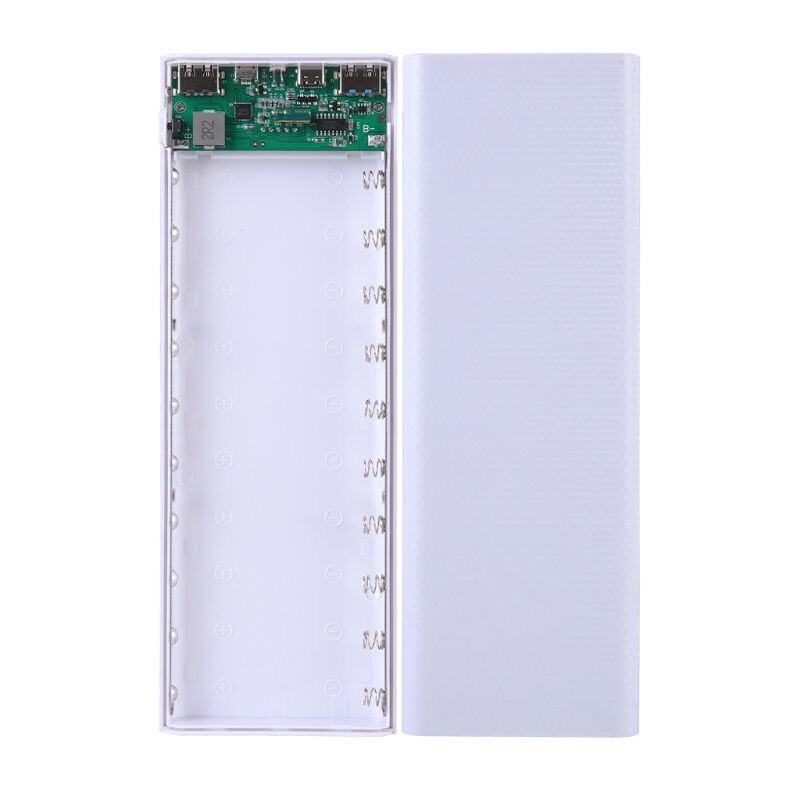 QC3.0 Dual Usb Lcd-scherm Diy 10X18650 Batterij Case Power Bank Shell Draagbare Externe Box Powerbank Protector: WHITE