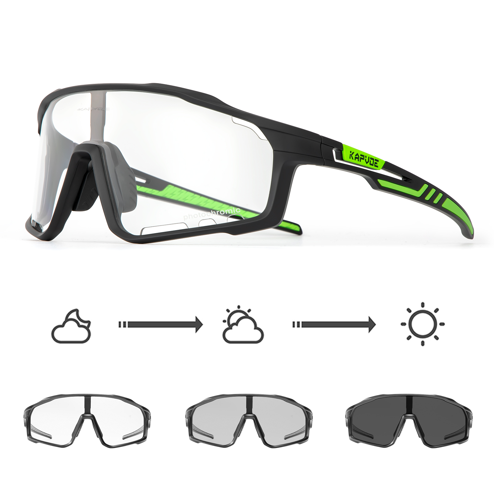Kapvoe Photochromic Sunglasses Men's Women Sports Cycling Glasses Road Running Goggles MTB Bike Bicycle Mtb Eyewear For Driving: Red