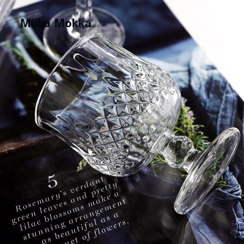 2pcs Diamond Pattern Wine Glass Crystal Wiskey Champagne Glasses Bordeaux Burgundy Wedding Party Birthday Lead-Free