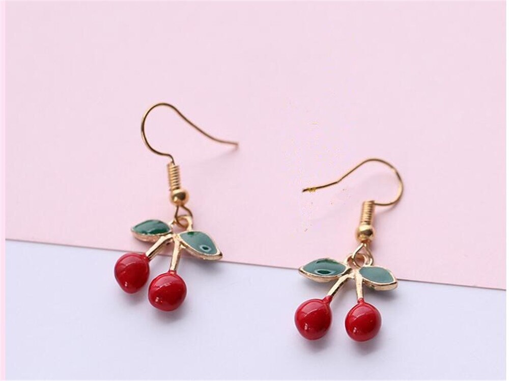 Joyería dulce perlas cuentas cadenas pulsera rojo cereza fruta dijes pulseras collar pendiente para mujeres niñas Gfits B853: style 3