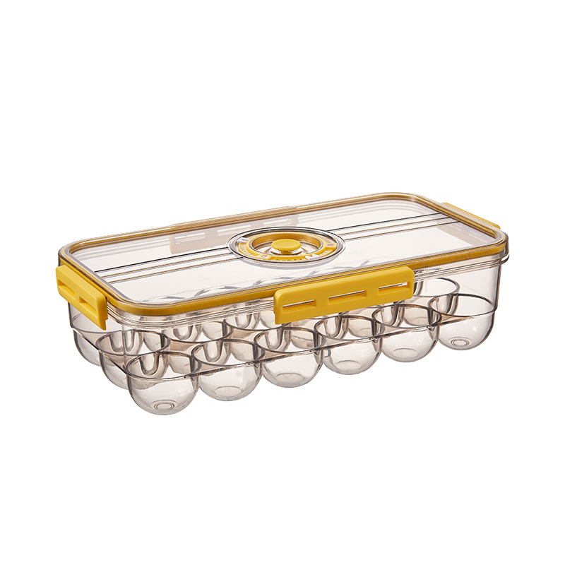 Egg Storage Box Kitchen Drawer Type Egg Storage Box Refrigerator Storage Box Fresh Keeping Box Dumpling Box Household Eggs Holde: Yellow-M-A