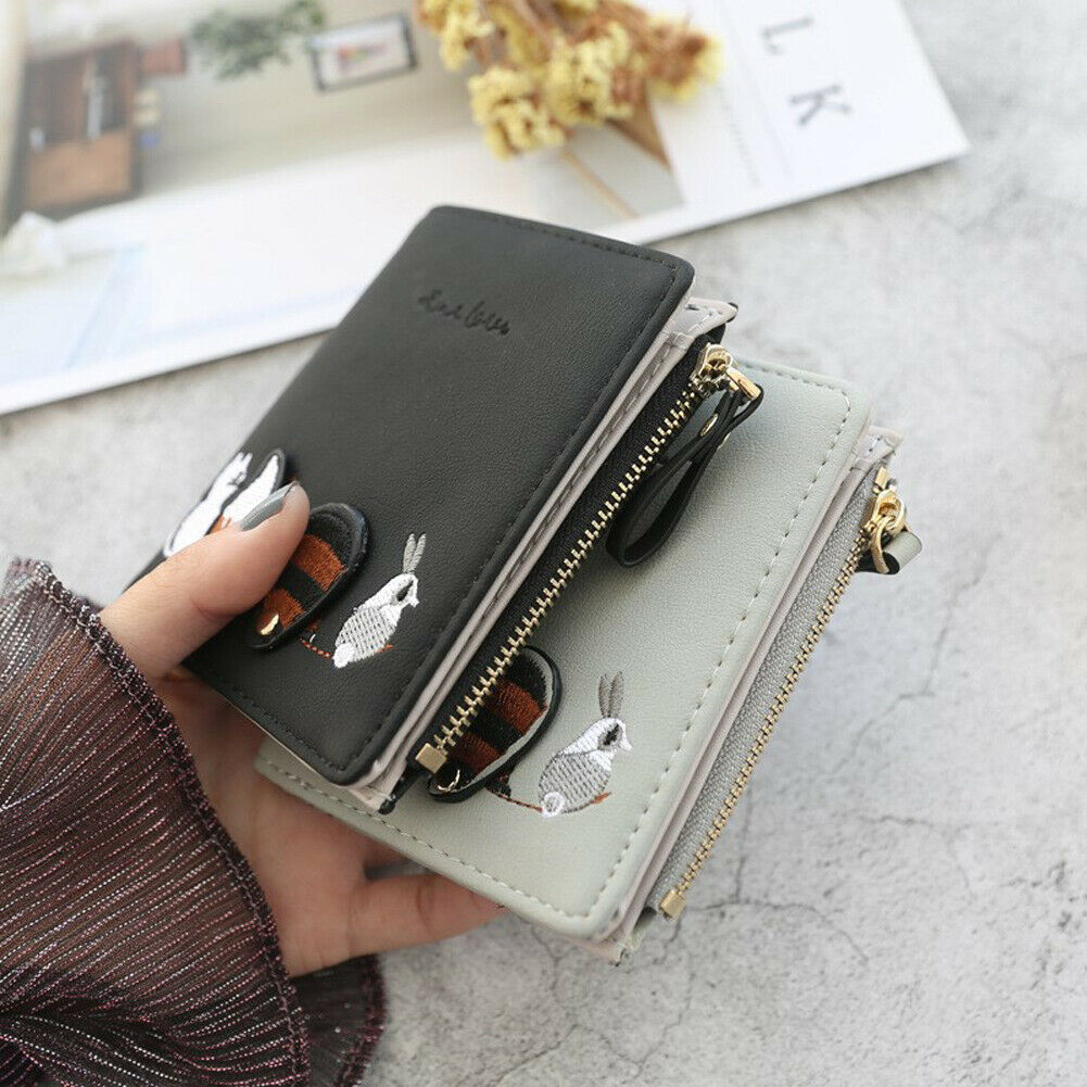 Girl Cartoon Leather Small Wallet Luxury Women Short Coin Zipper Purse Card Holder Outdoor Portable Wallets