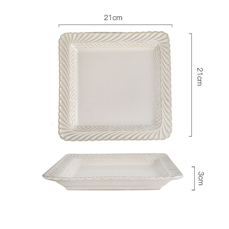 Retro Ceramic Plate French Relief Restaurant Steak Dish Household Dinner Set Plates and Dishes Nordic Kitchen Tableware: C