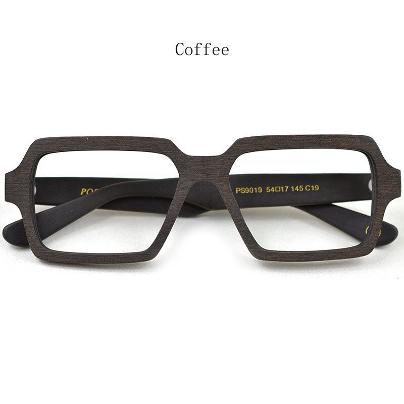 HDCRAFTER-monturas para gafas para hombre y mujer, monturas para gafas de madera cuadradas graduadas para Miopía: Coffee