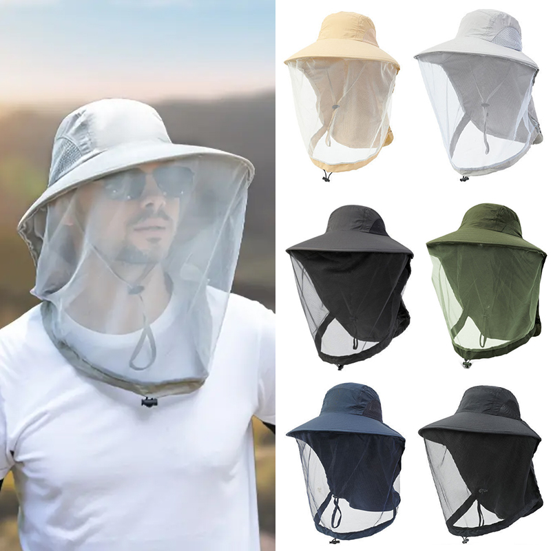 Gorro antimosquitos plegable a la con malla de red oculta para mujeres y hombres, gorro repelente de insectos y abejas, gorro de pesca con protección solar