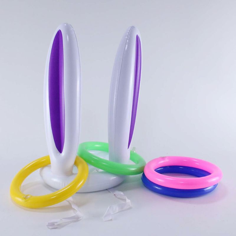 2 Pack Easter Inflatable Bunny Rabbit Ears Ring Toss Party Games Indoor Outdoor Rabbit Ears Ring Toss Toys Party
